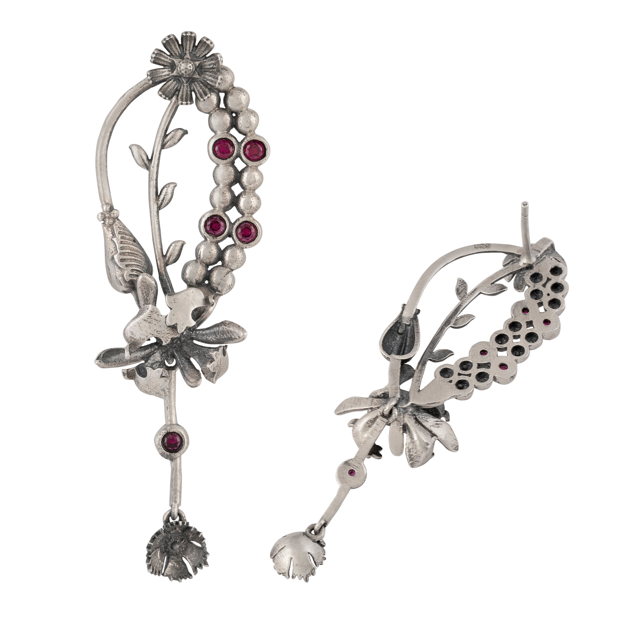 William Morris - Compton Buds Silver Dangling Earrings by Moha