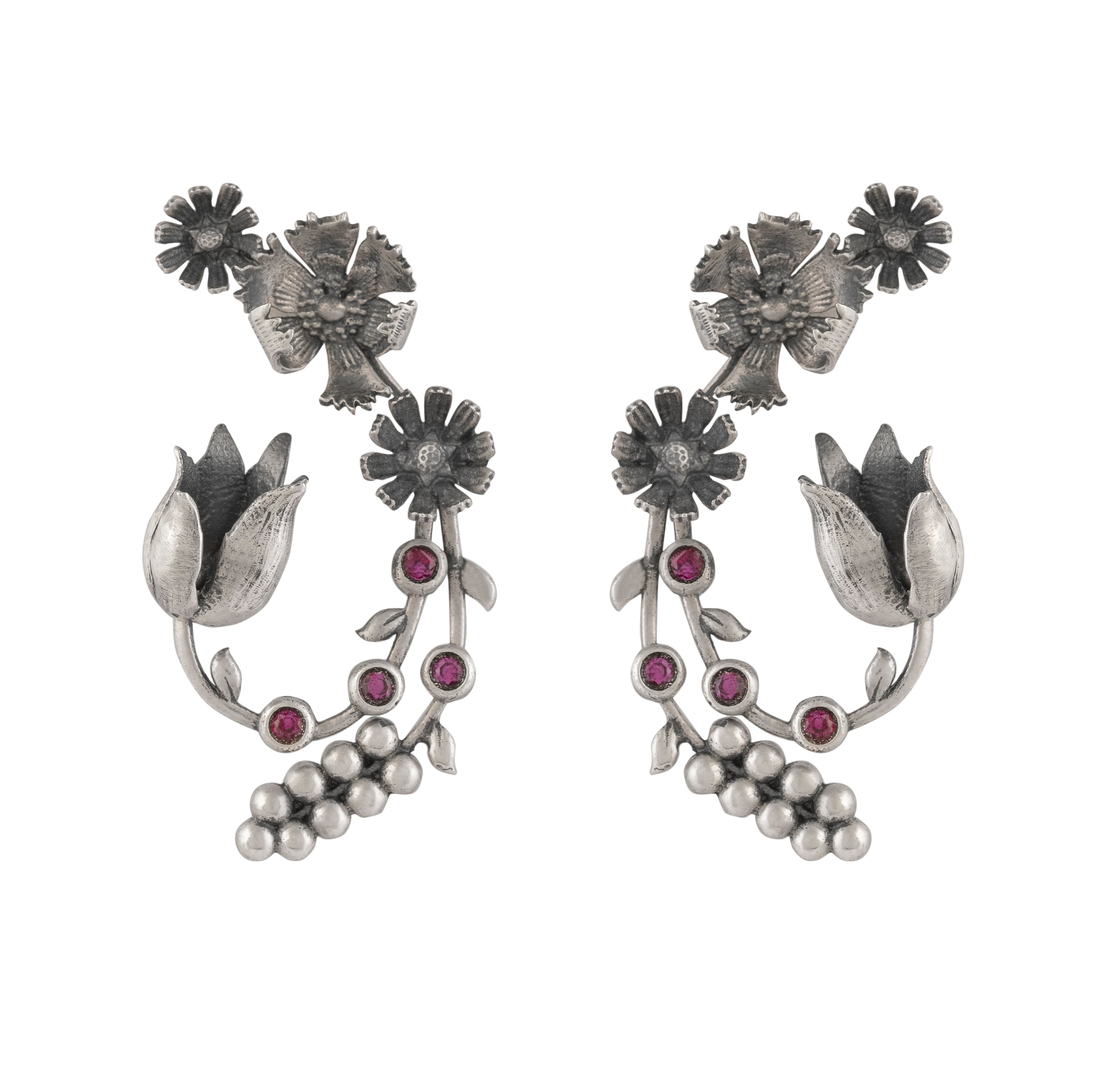 William Morris - Compton Buds Silver Earrings by Moha