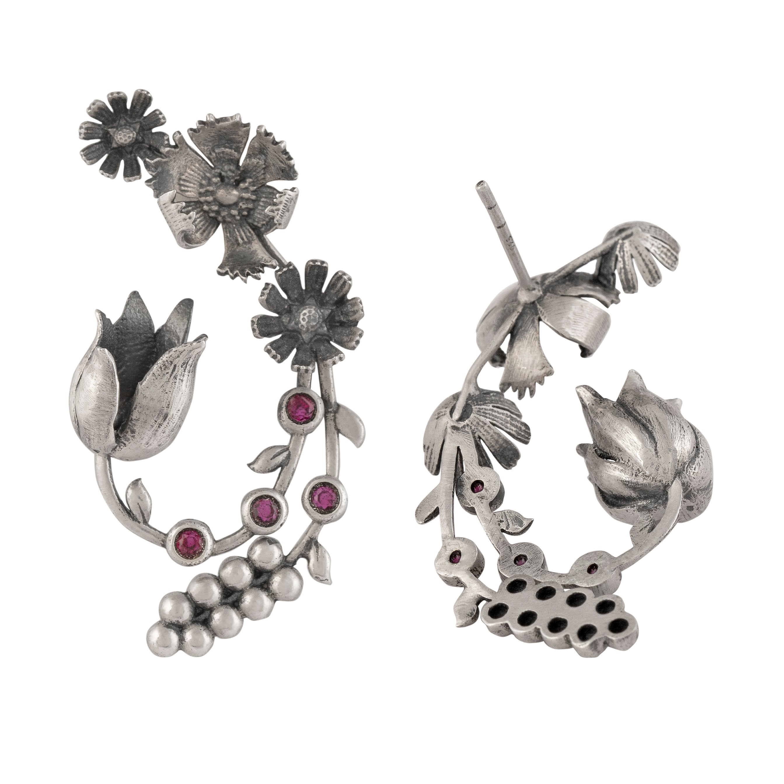 William Morris - Compton Buds Silver Earrings by Moha