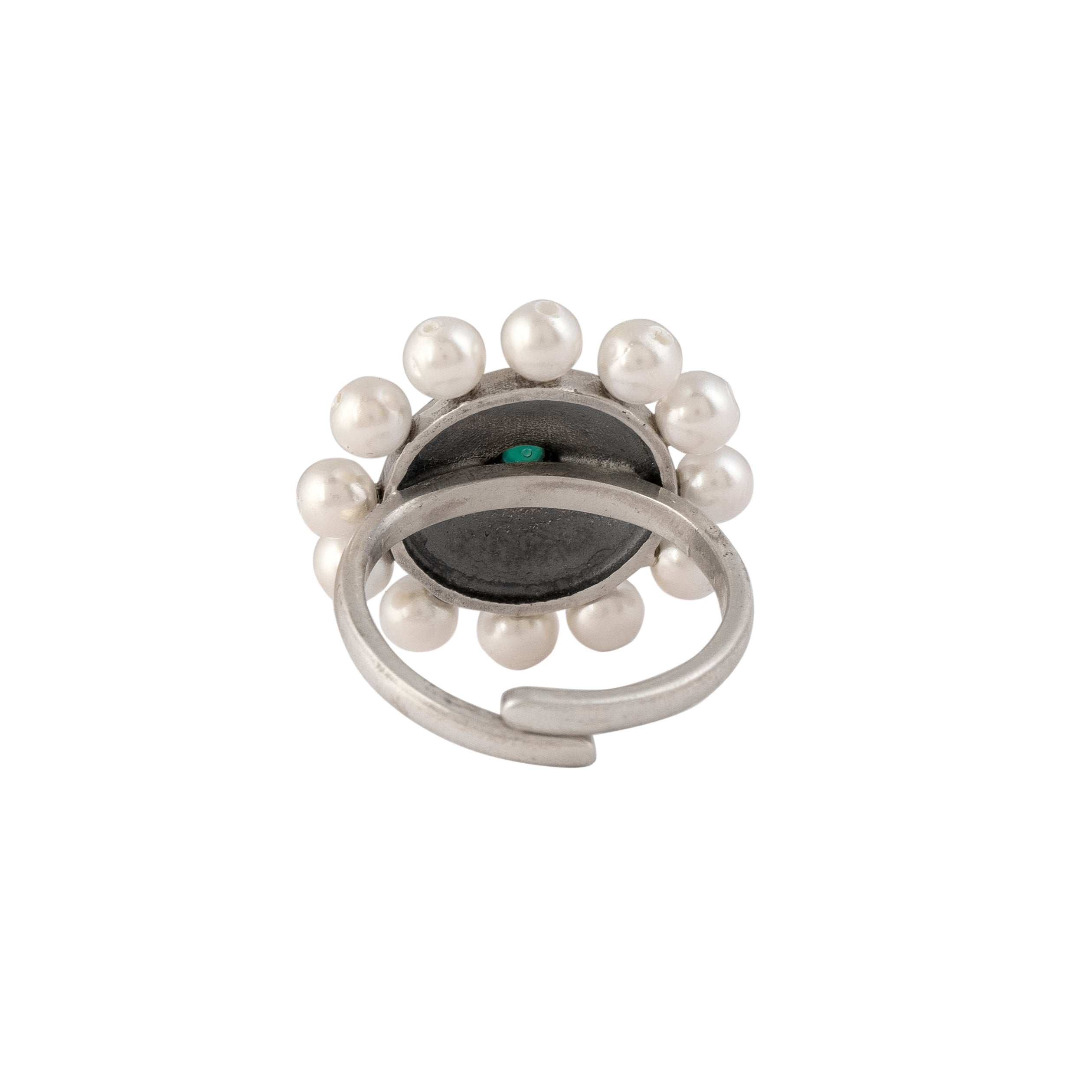 Moti Chakra Silver Finger Ring By Moha