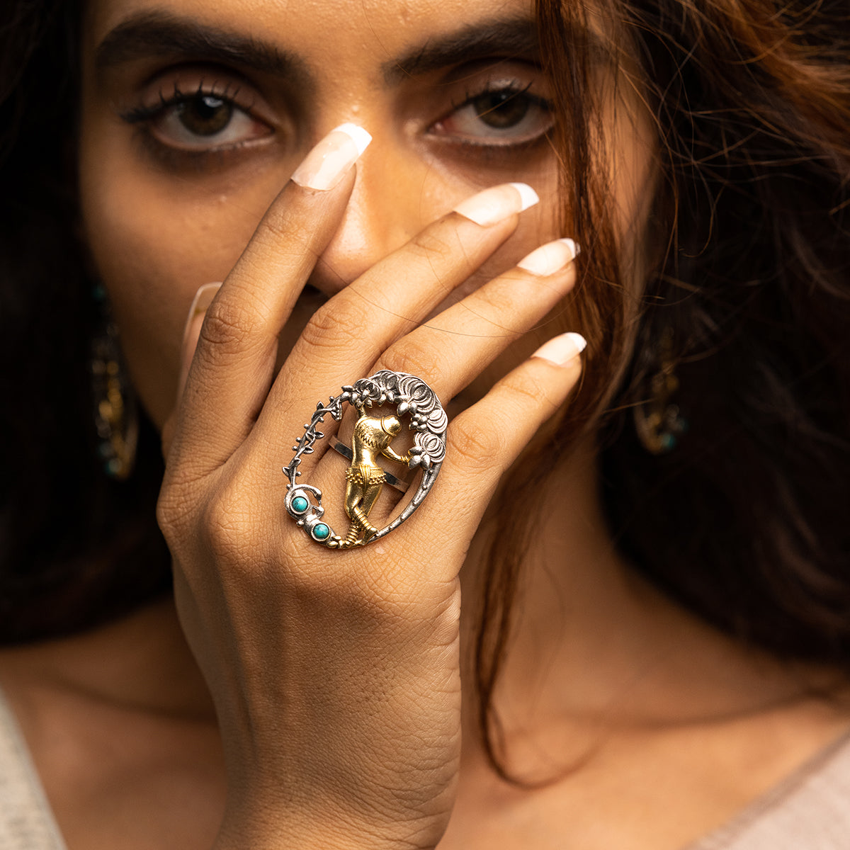 Amra Shalbhanjika Silver Finger Ring by MOHA