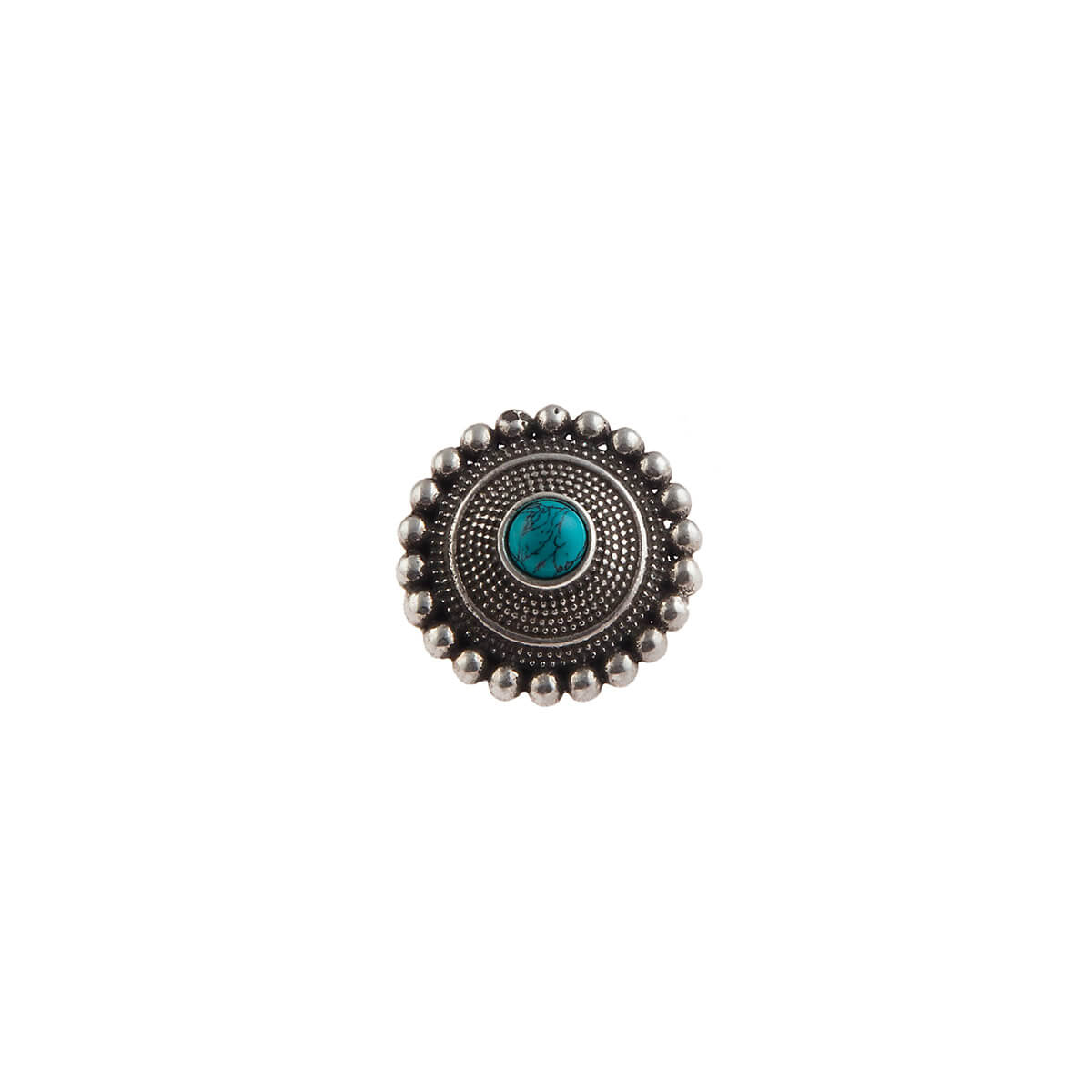 Abha Silver Nose Pin - Pierced, Turquoise Stone - mohabygeetanjali
