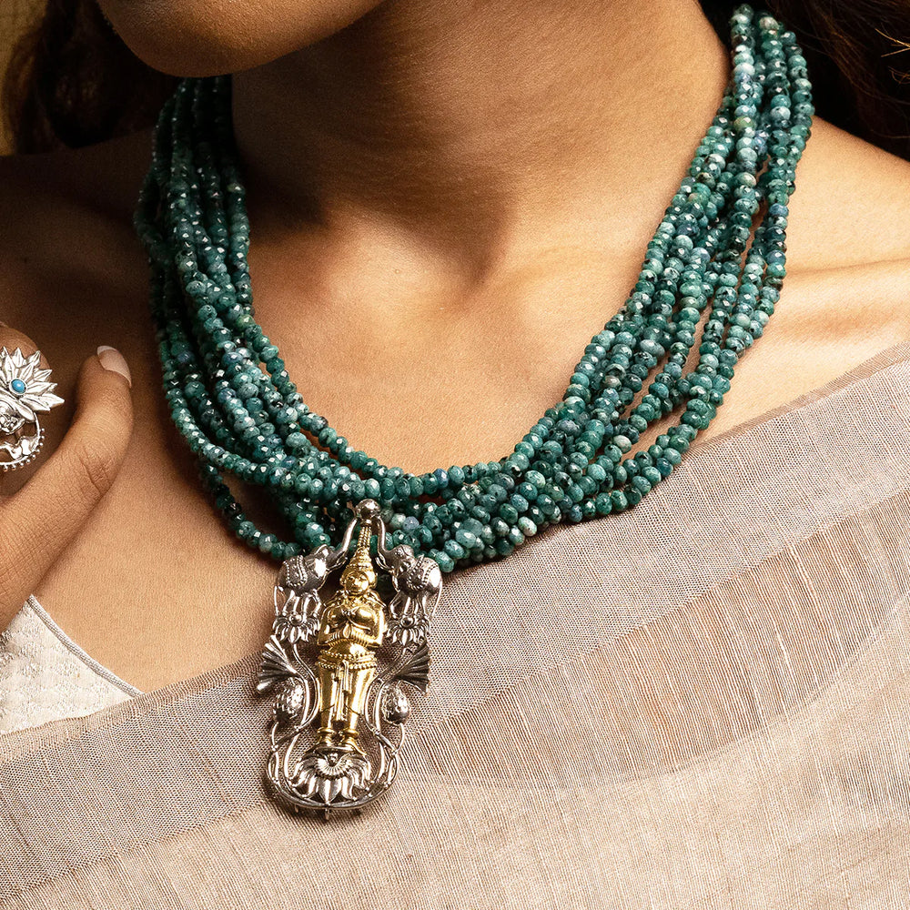 abhishek lakshmi silver necklace by moha
