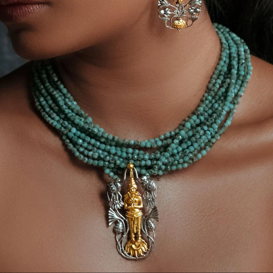 abhishek lakshmi silver necklace by moha