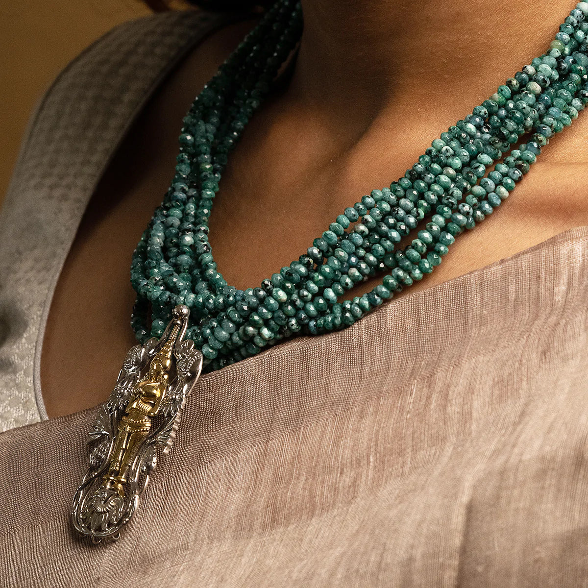 abhishek lakshmi silver necklace by moha