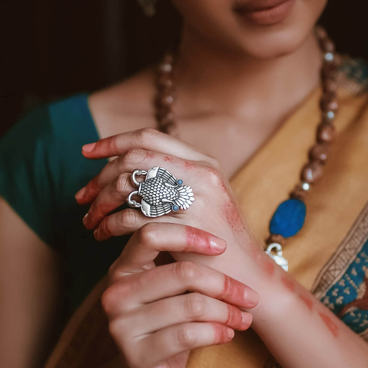 Aras (Gandabherunda) Silver Finger Ring