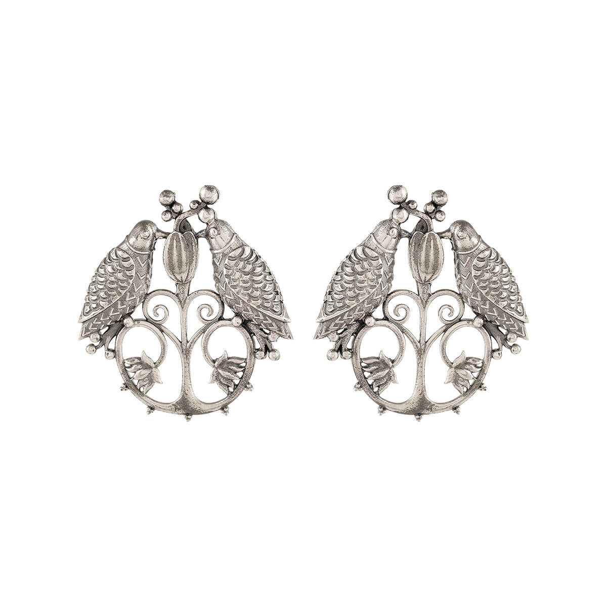 Bulbul Silver Earrings - mohabygeetanjali