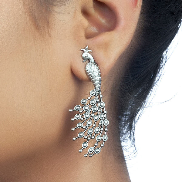 Pure Silver Chandbali Earrings | Turquoise & Pearls Studded