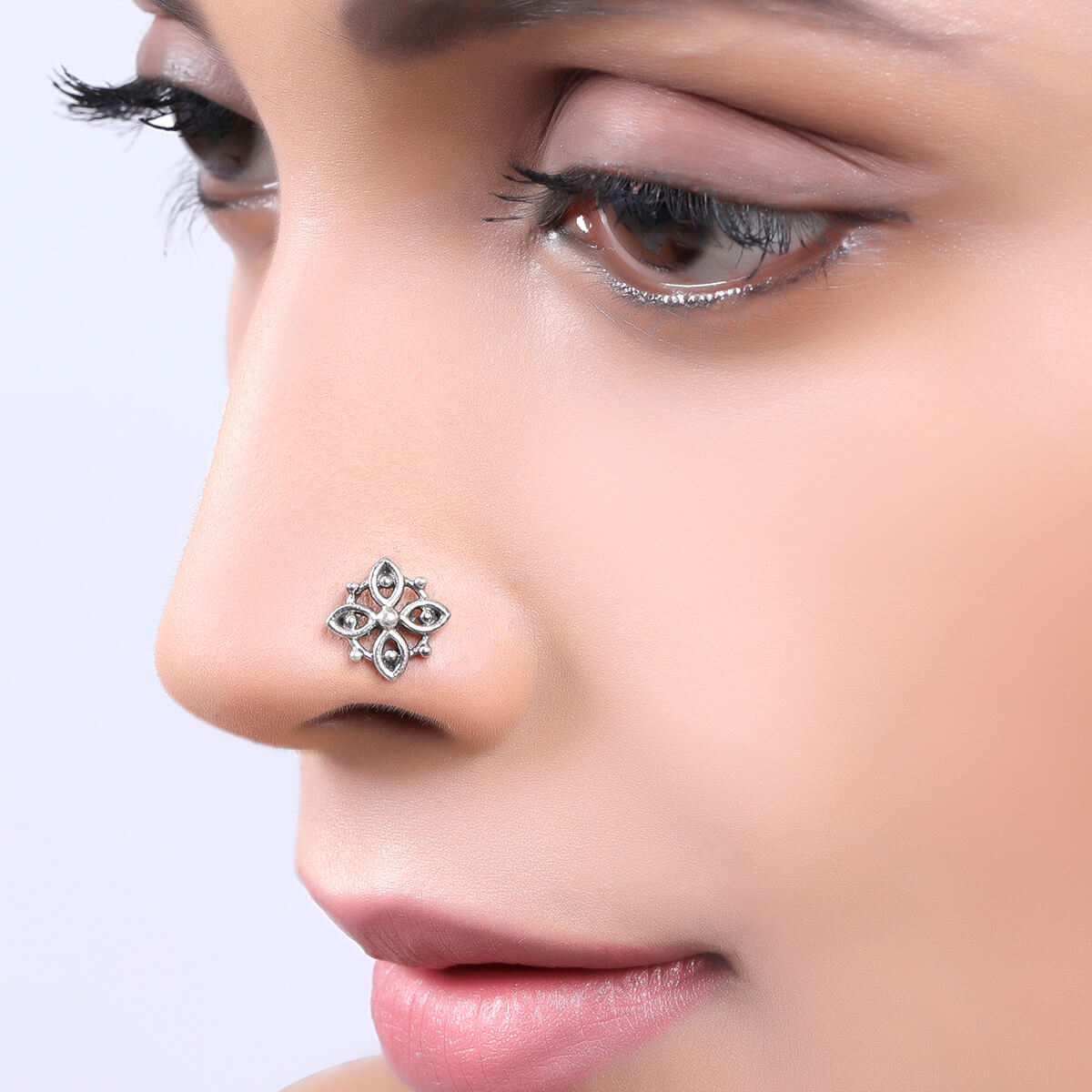Buy Fashions Oxidised Metal, Silver Nose Ring Studs with Body Piercing  Jewellery Nose Pin for Women 6 pcs at Amazon.in