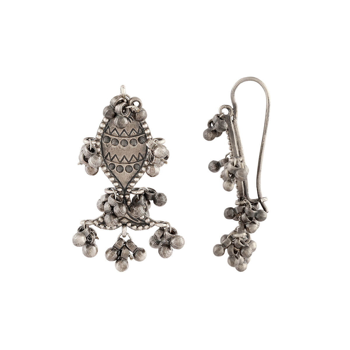 Silver look alike floral design earrings with ghungroo  Best Earrings  Online  AashirsLifestyle