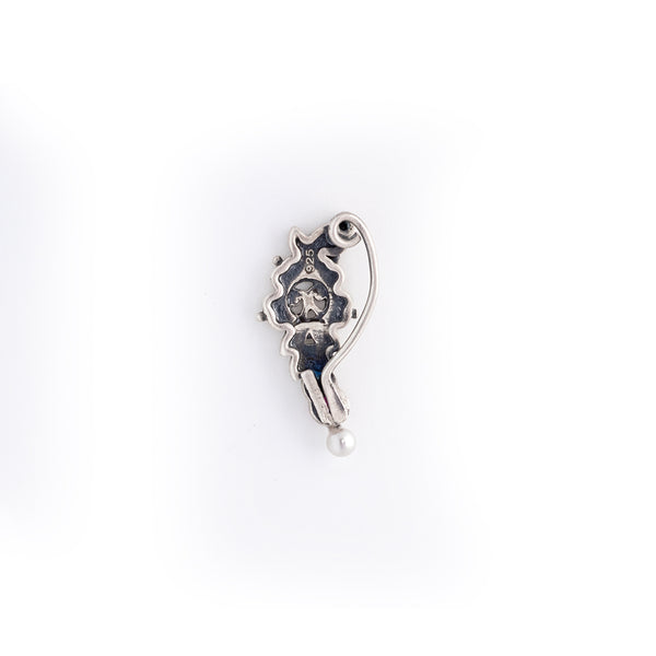 Floral Silver Nath (Clip on, Left) by MOHA
