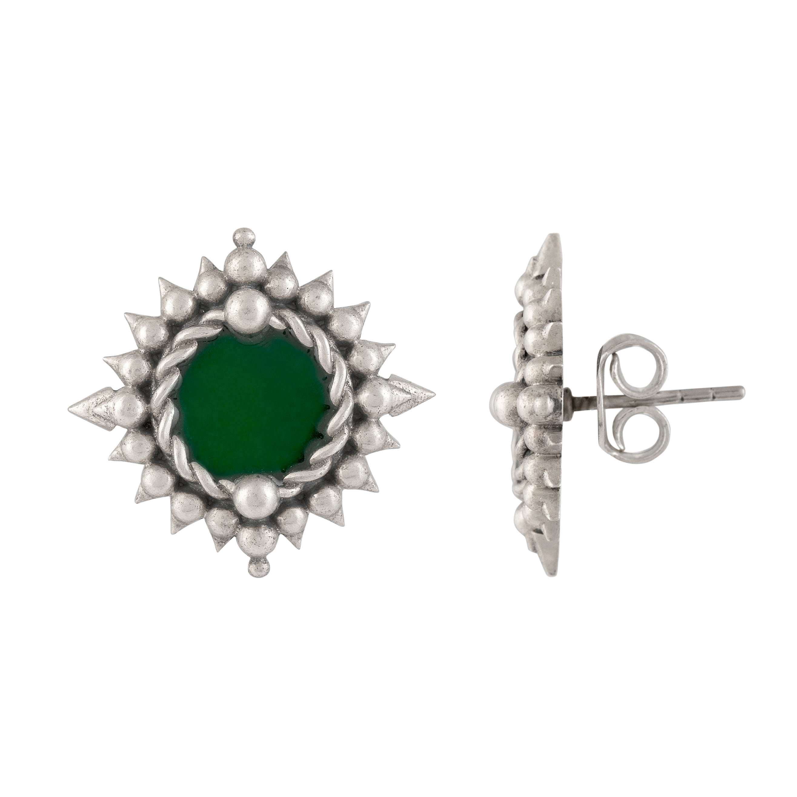 green meena silver earring by moha