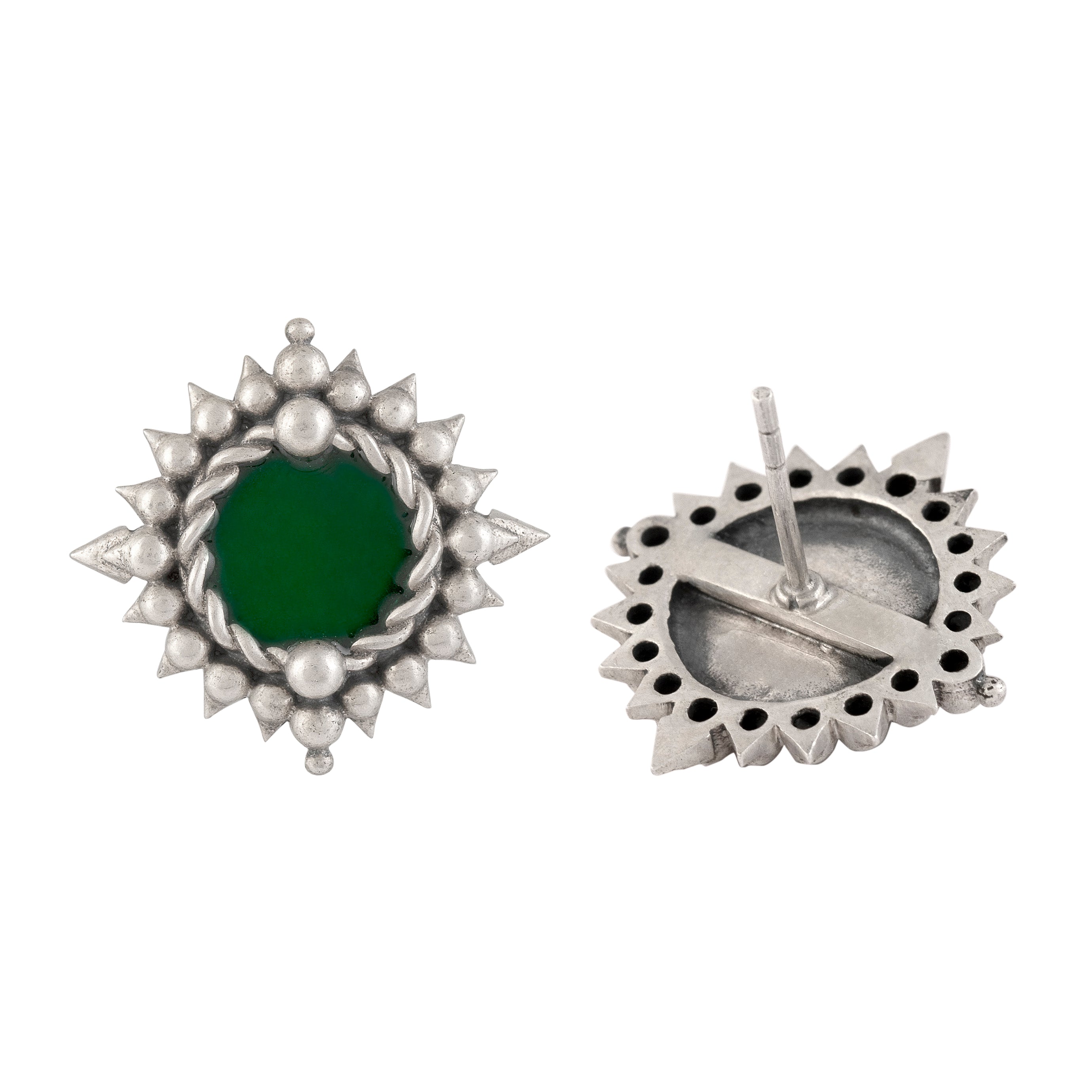 green meena silver earring by moha
