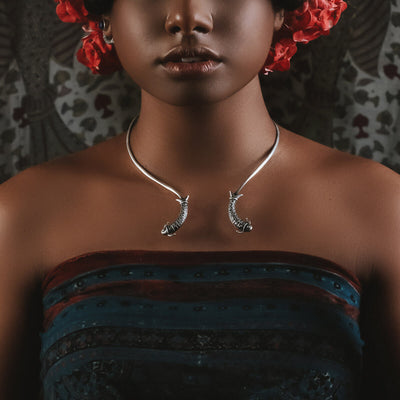 Harappa Mermaid Silver Necklace (Hasli) by MOHA