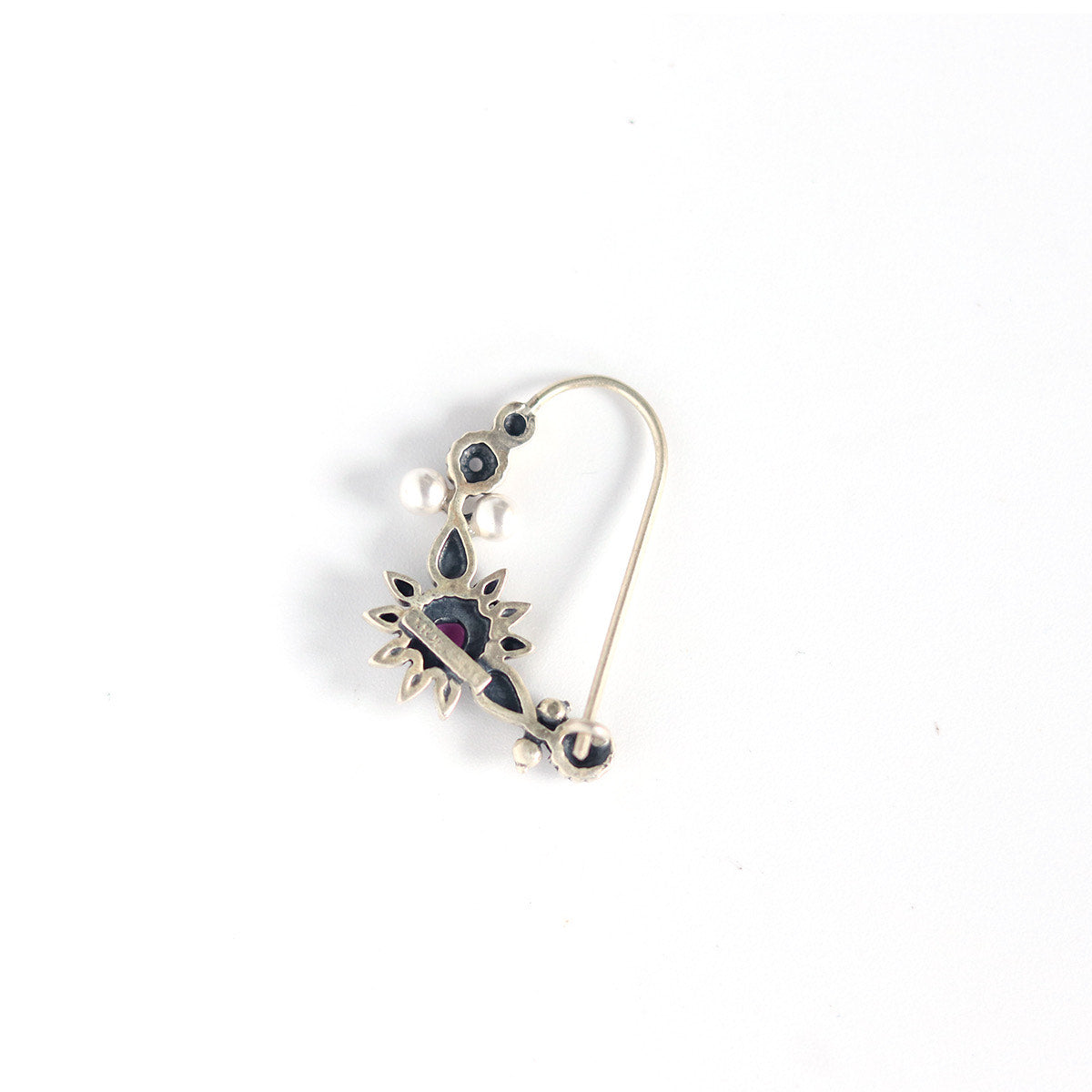 Gul Silver Nath/Nose Ring By Moha - Pierced Left
