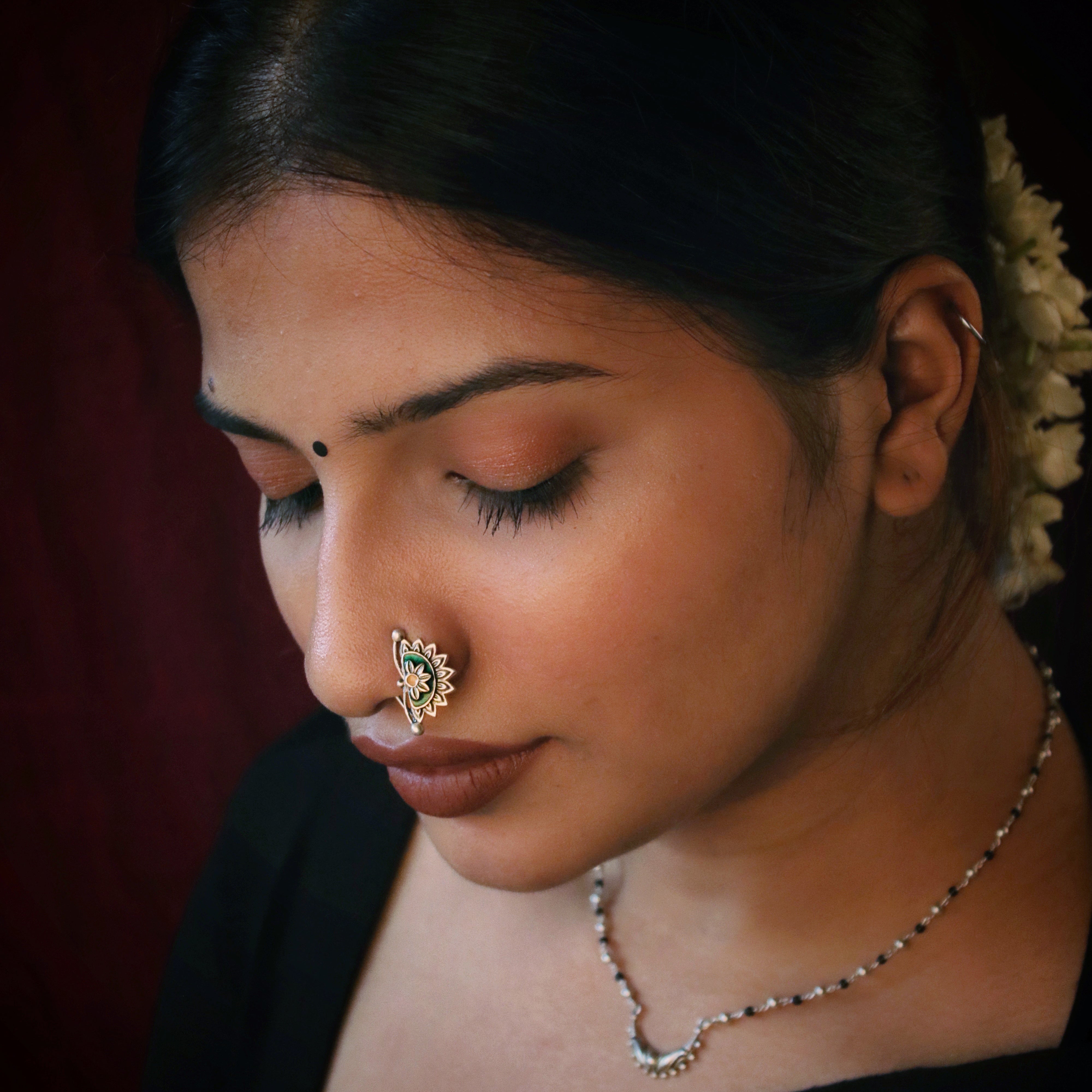 Kanna Silver Nath/ Nose Ring By Moha - Pierced Left