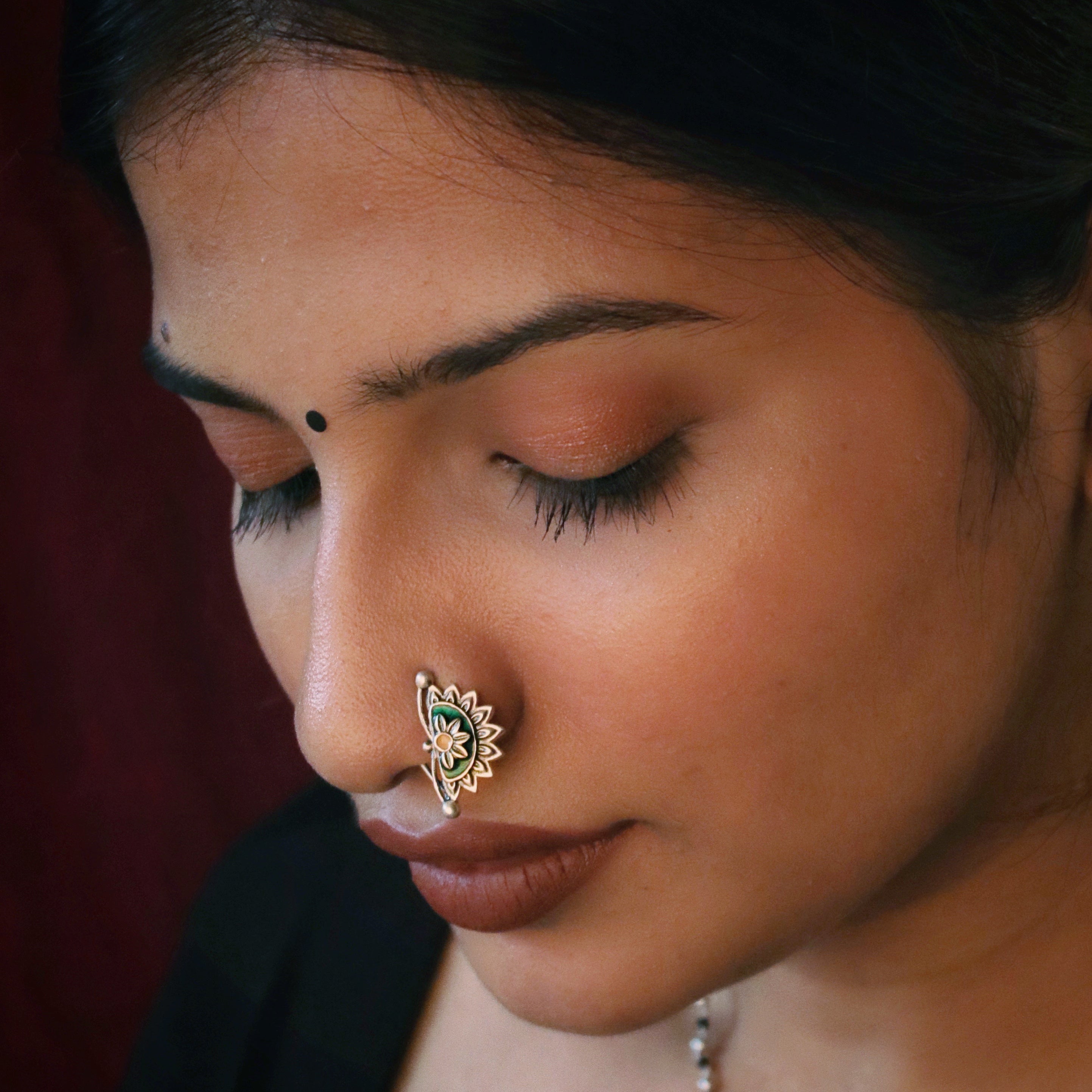 Kanna Silver Nath/Nose Ring By Moha - Clip on Left