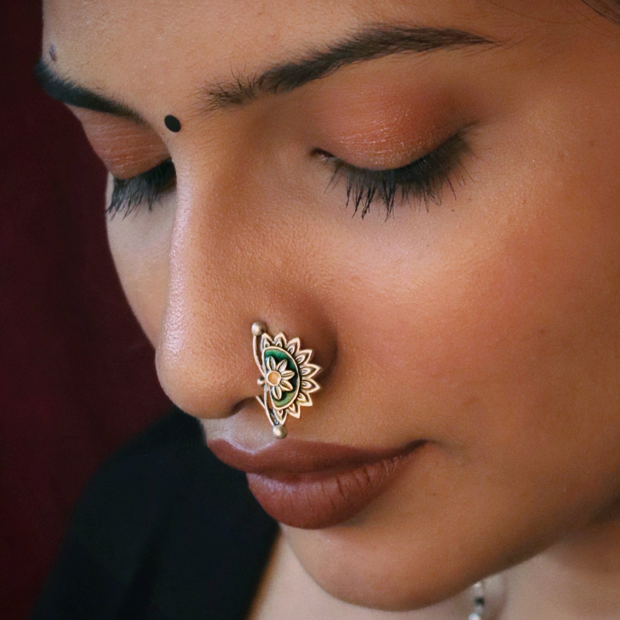 Kanna Silver Nath/Nose Ring By Moha - Clip on Left
