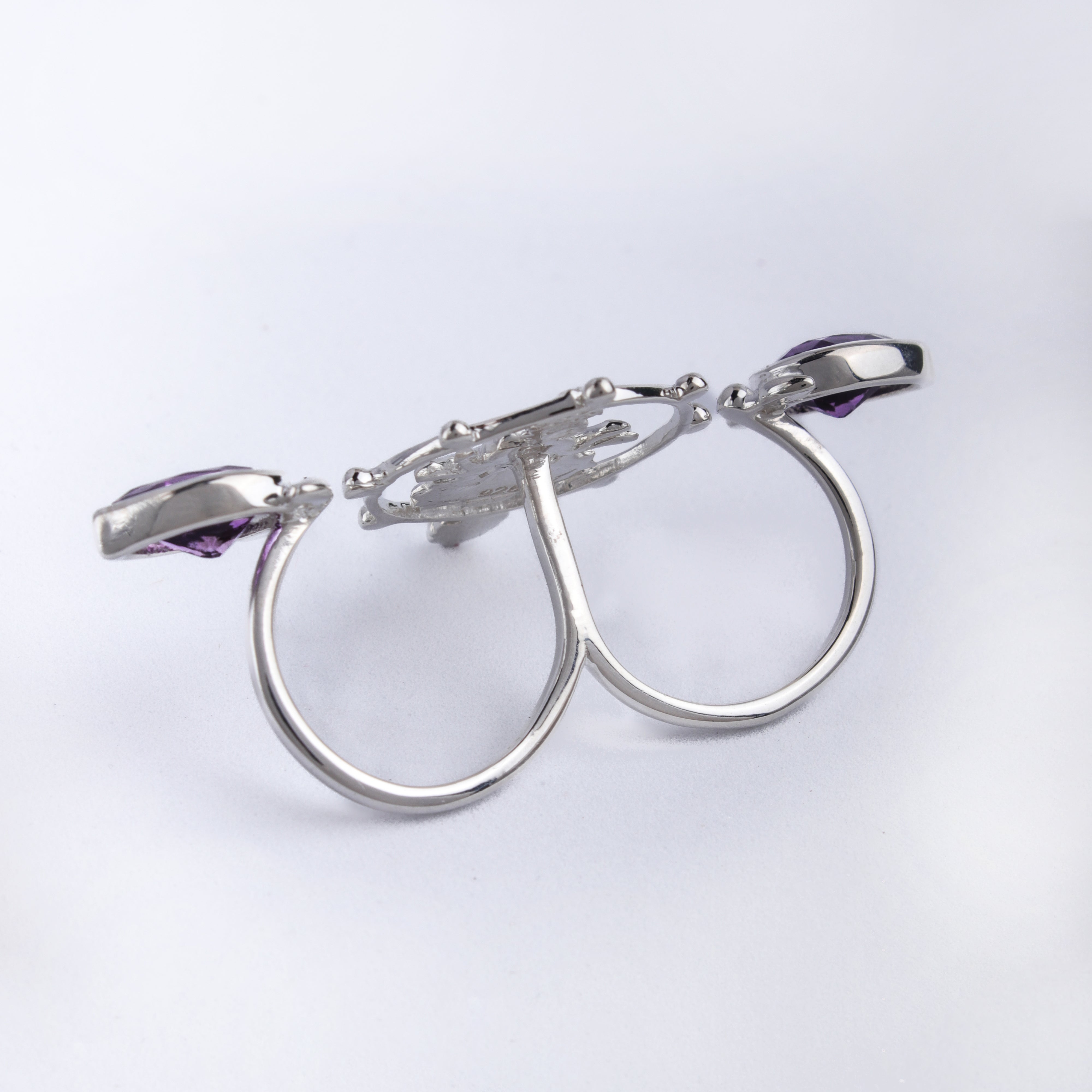 Shyam Amethyst Double Silver Finger Ring By Moha
