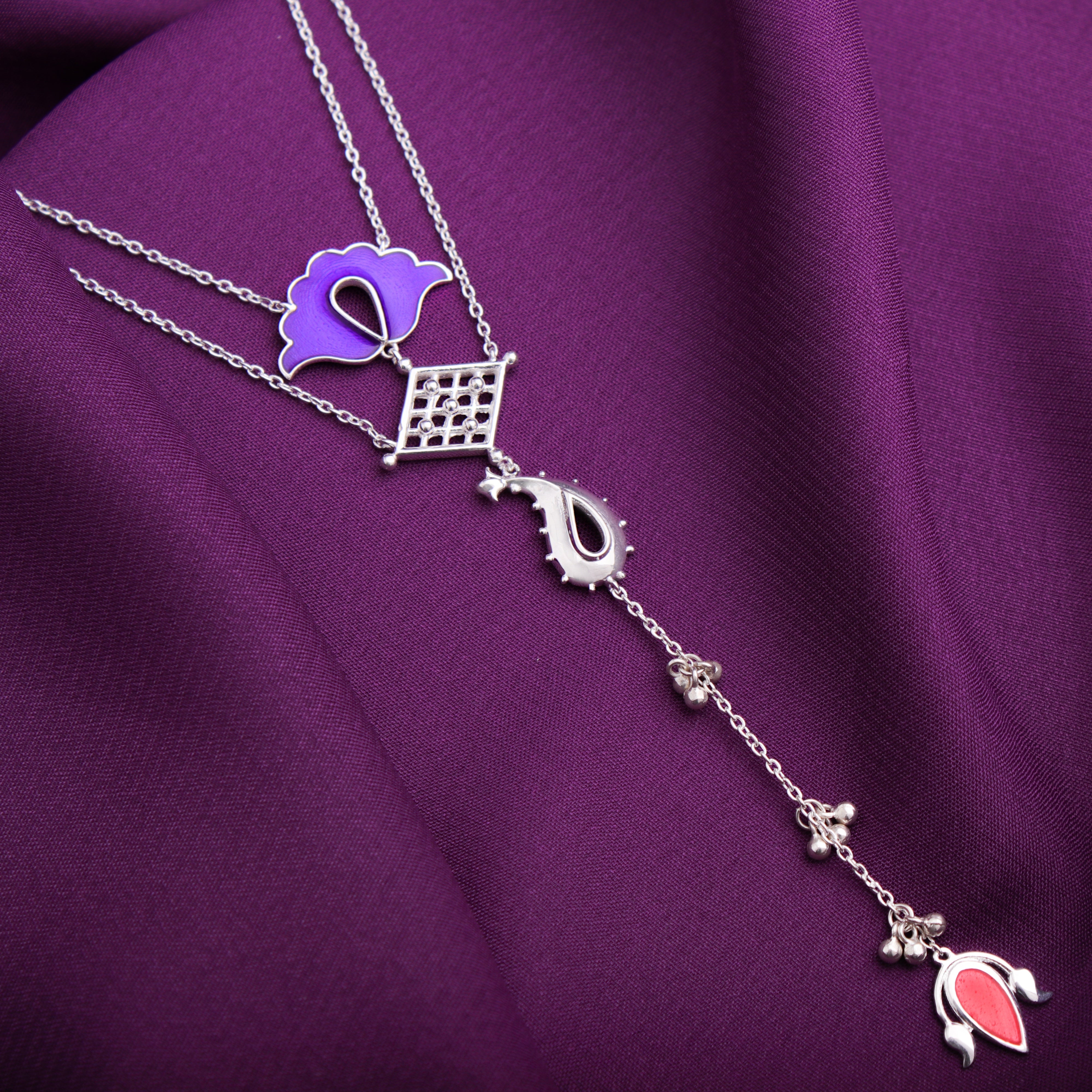 Long Dark Sterling Purple Amethyst Pendant Necklace by Claudio Faccin. Made  in Italy