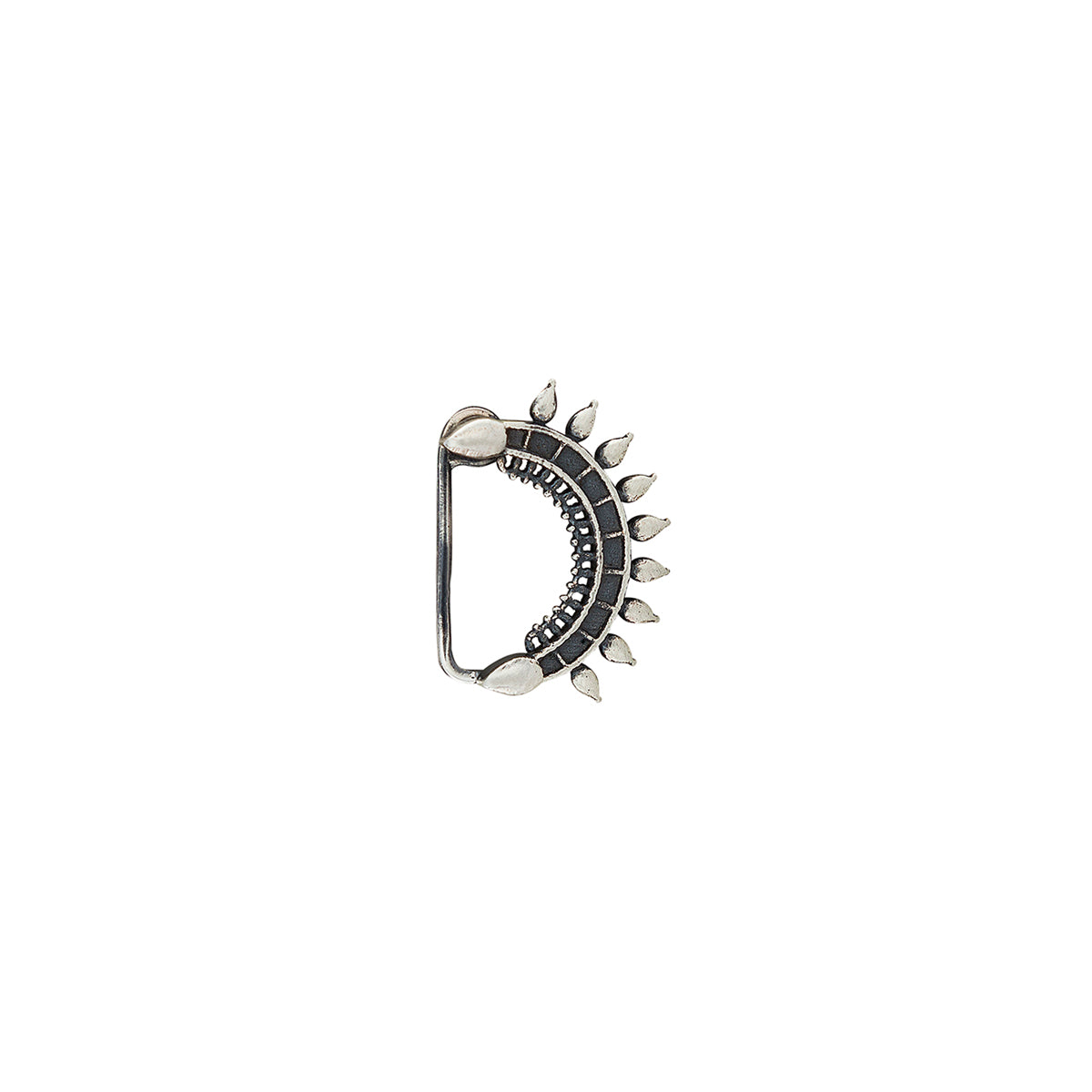 Isha Silver Nath/Nose Ring - Clip On Left