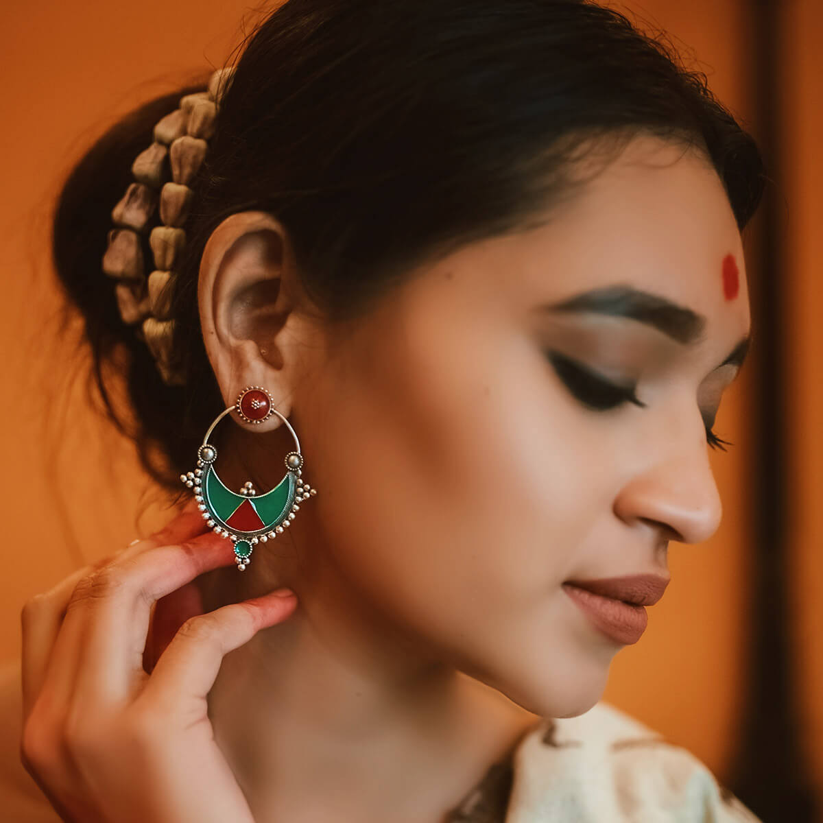 Big Round Stud Earrings / Oxidised Silver Floral Earrings/ German Silver  Indian Earrings/women and Girls Earring Set - Etsy