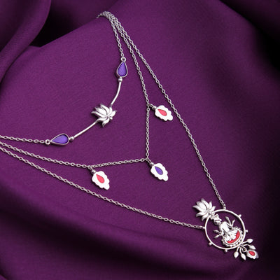 Krishna 3 Layer Silver Necklace By Moha