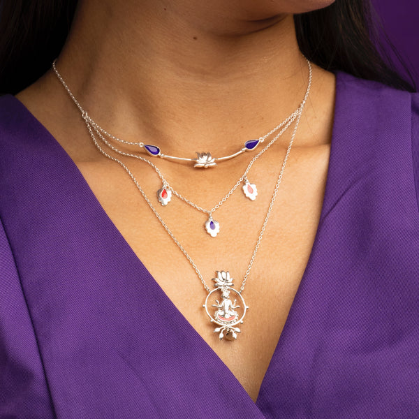 Krishna 3 Layer Silver Necklace By Moha