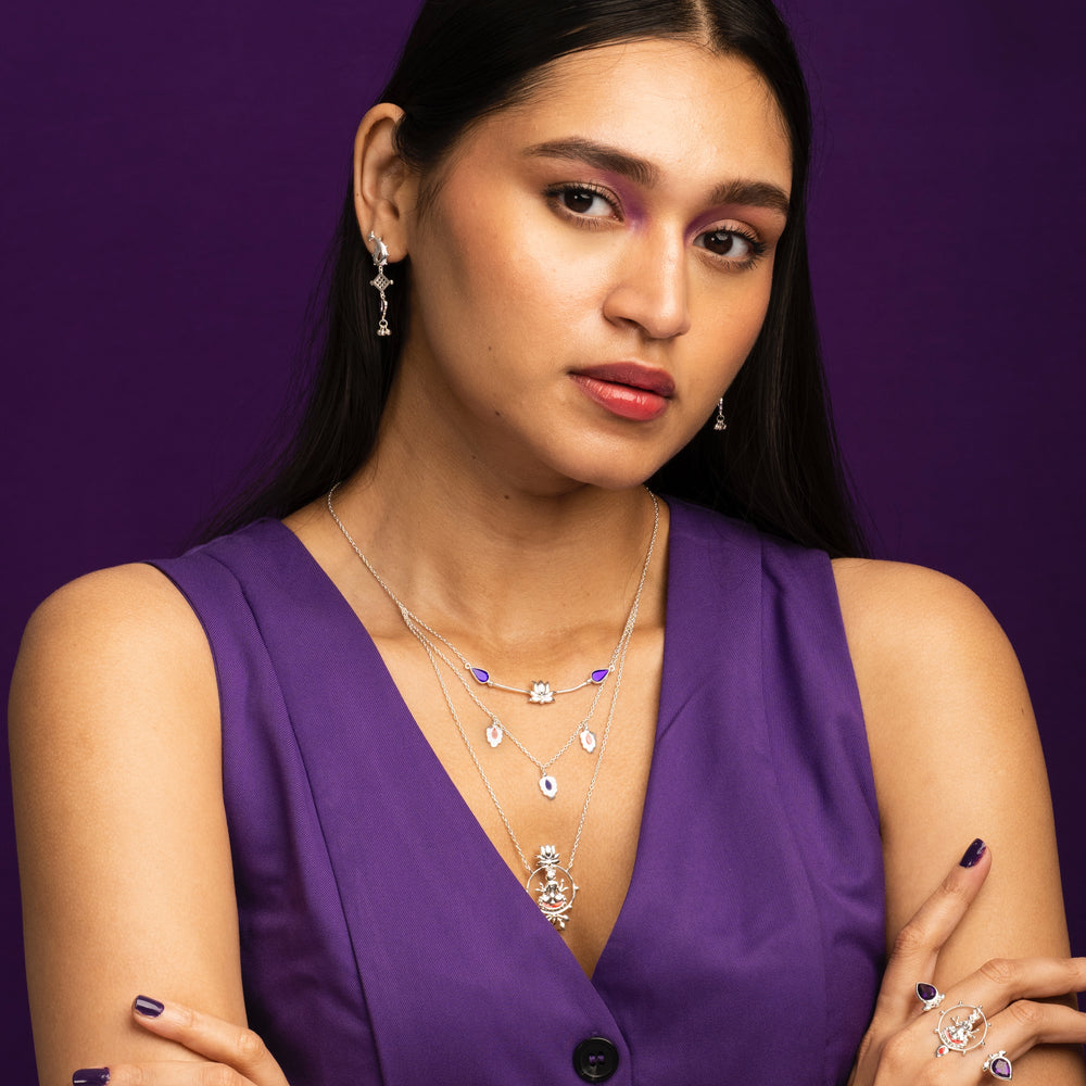 krishna 3 layer silver necklace by moha