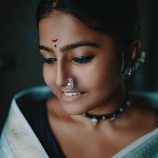 Lakshmi Silver Nath Pink (Pierced, Left) by MOHA