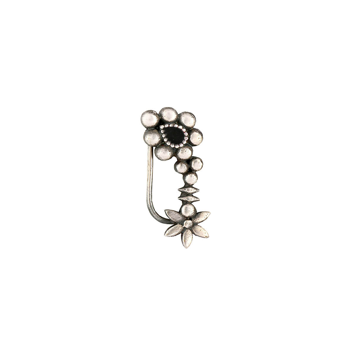 maharashtrian silver nath black clip on left by moha