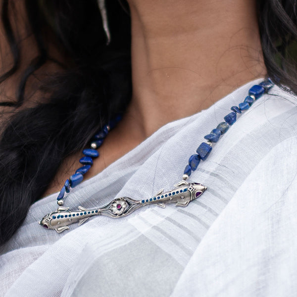 Meenak Pendant Necklace Lapiz Lazuli