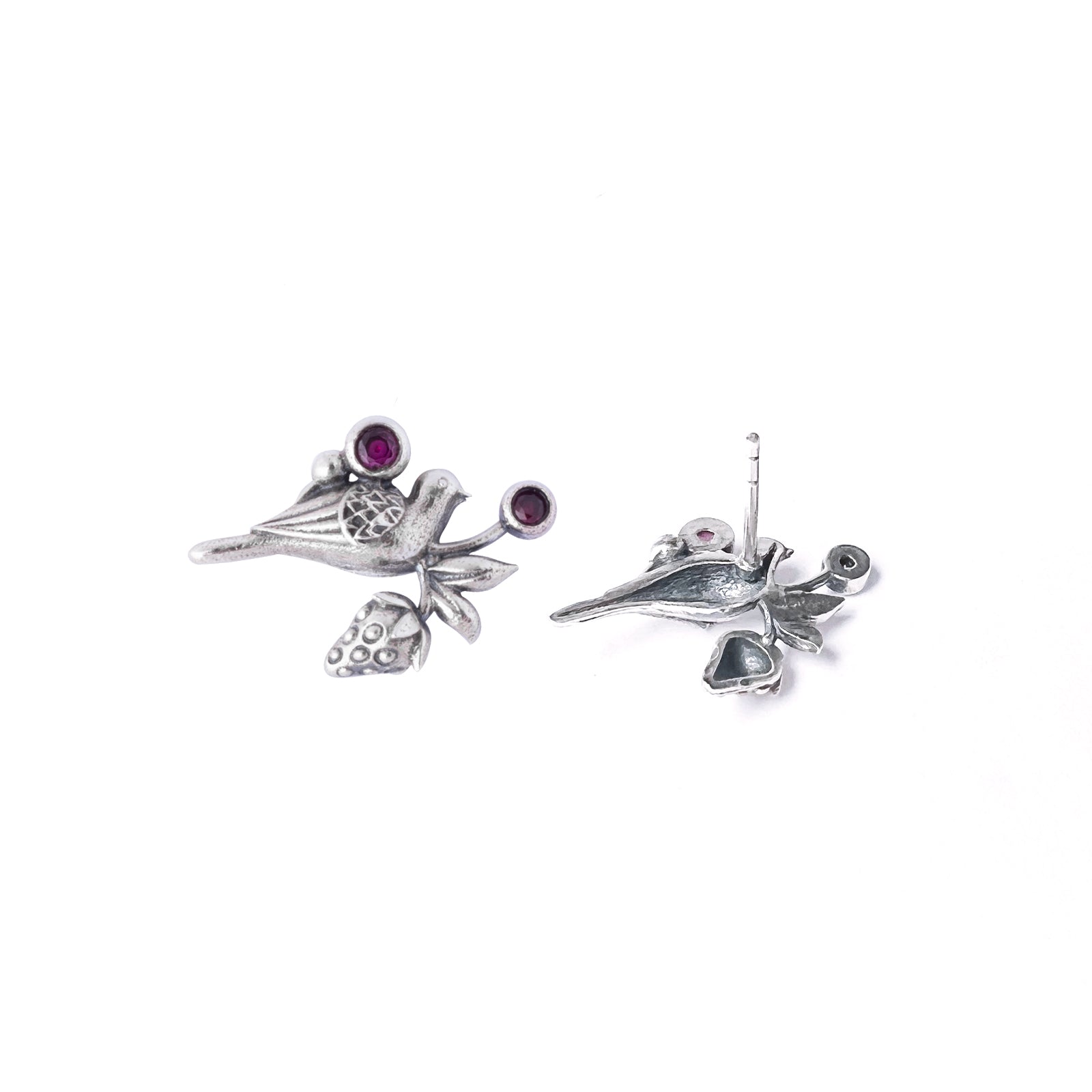 william morris strawberry thief silver earring tops by moha