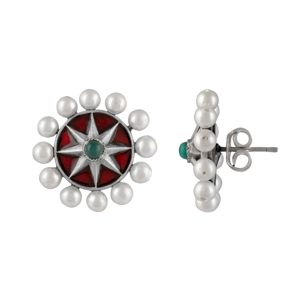 moti chakra silver earring tops by moha
