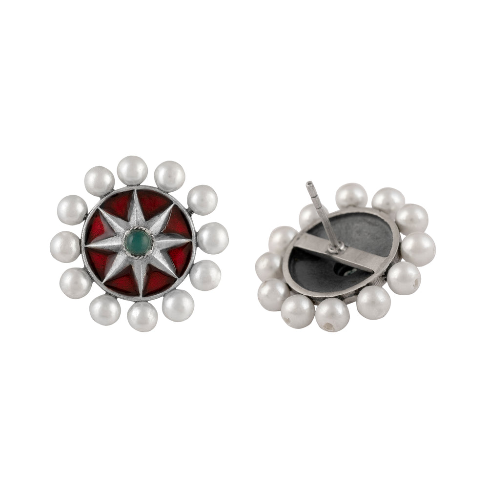 moti chakra silver earring tops by moha