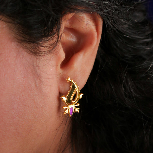Paisley Silver Stud Earrings By Moha