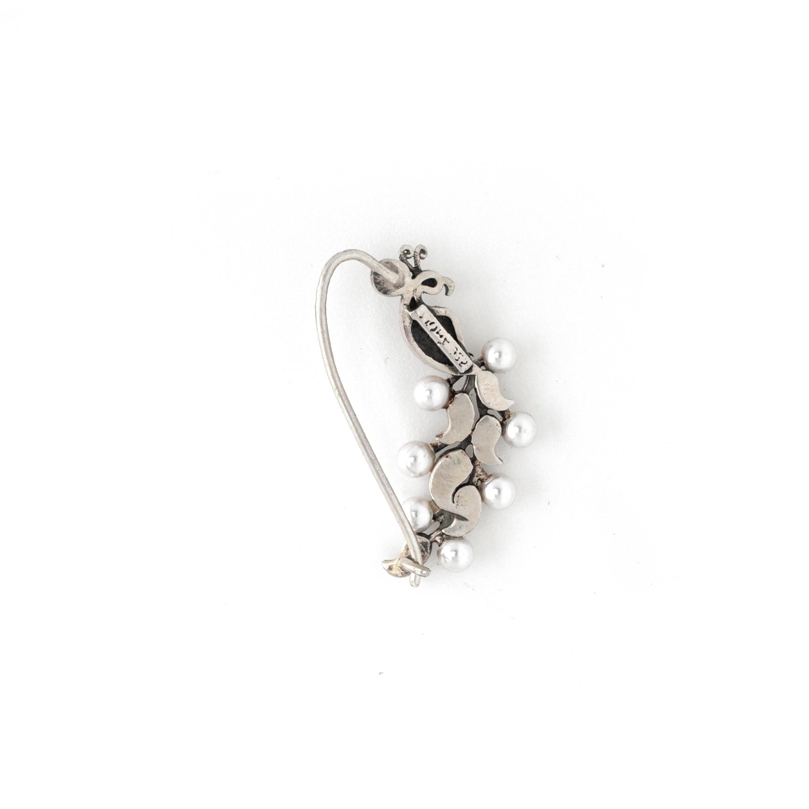 pearl peacock silver nath pierced right by moha