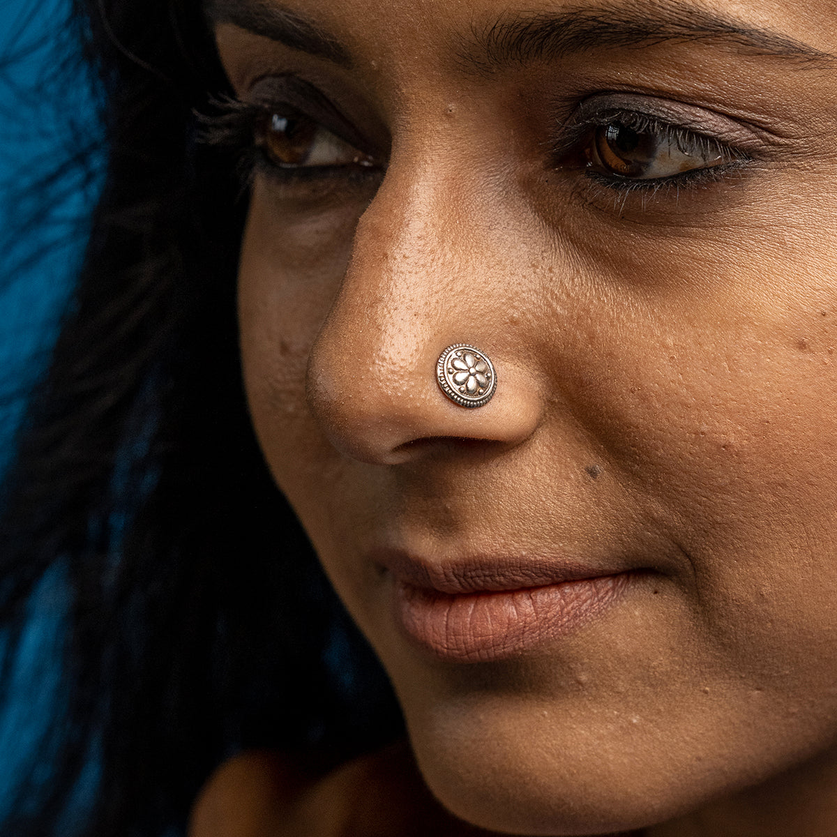 Phool Mandala Silver Nose Pin - Pierced by MOHA