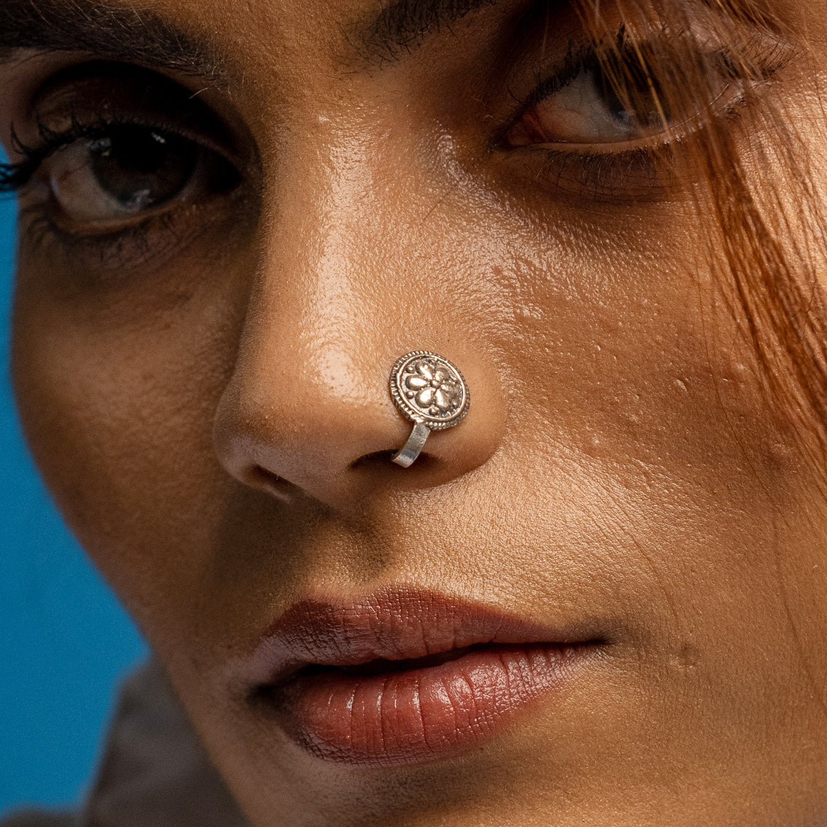 Phool Mandala Silver Nose Pin - Clip On by MOHA
