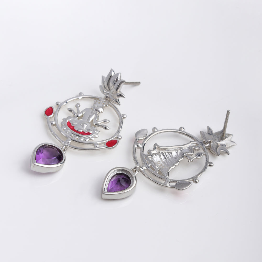 radhe shyam amethyst drop silver earrings by moha