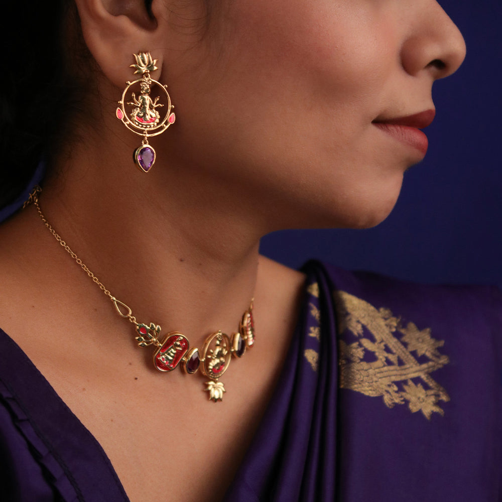 radhe shyam amethyst drop silver earrings by moha