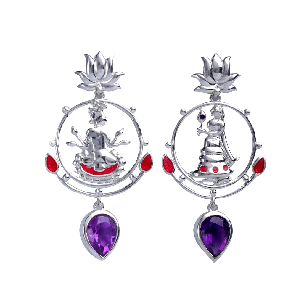 radhe shyam amethyst drop silver earrings by moha