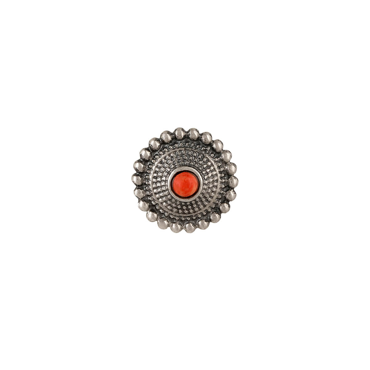 Sara Silver Nose Pin - Pierced, Coral Stone by MOHA