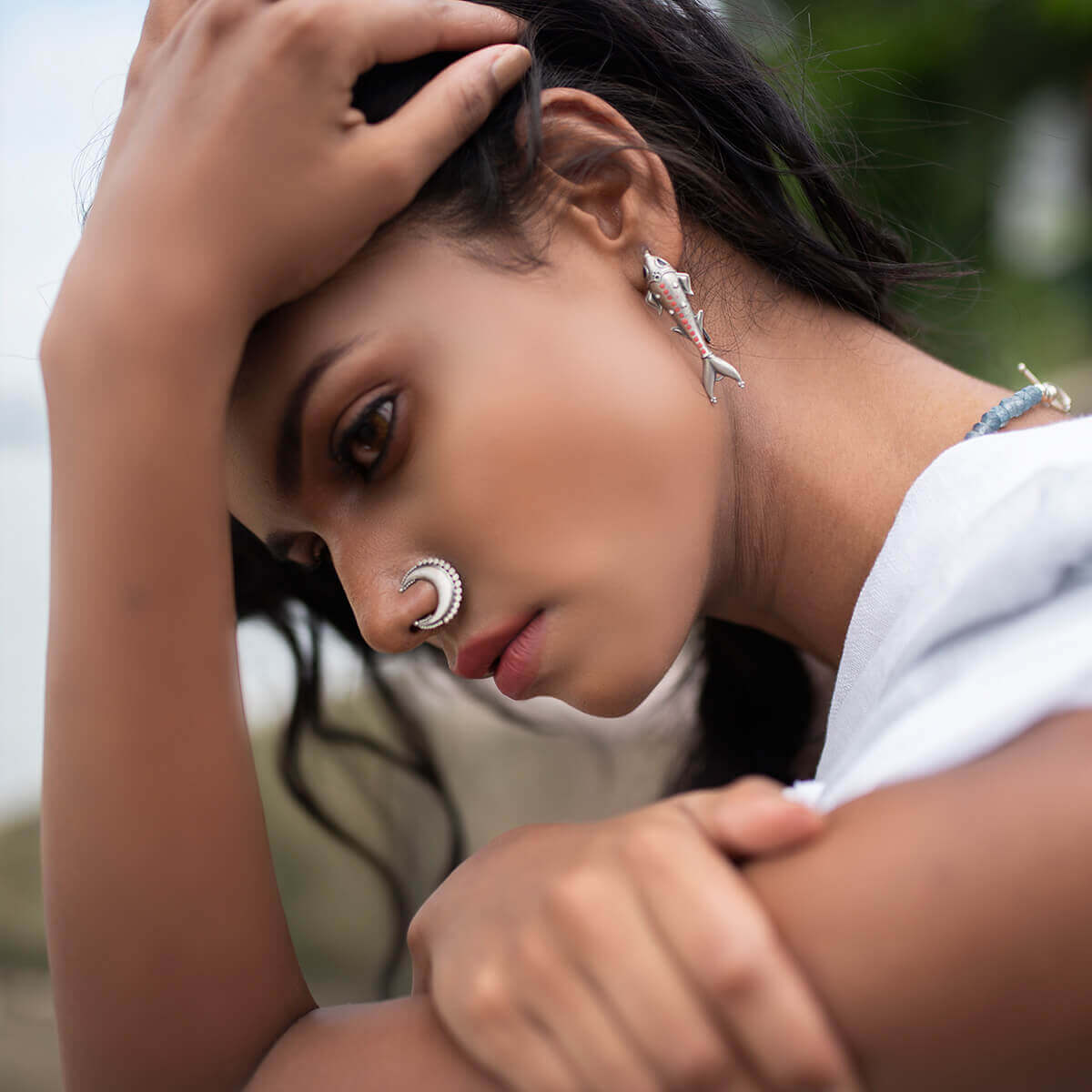 tara silver nath clip on left by moha