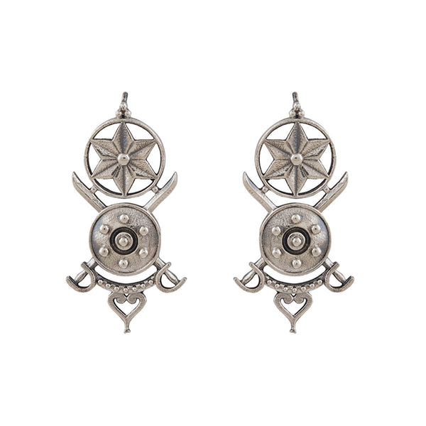 Bezeled Pearl Stud Earrings - Silver - JAXXON