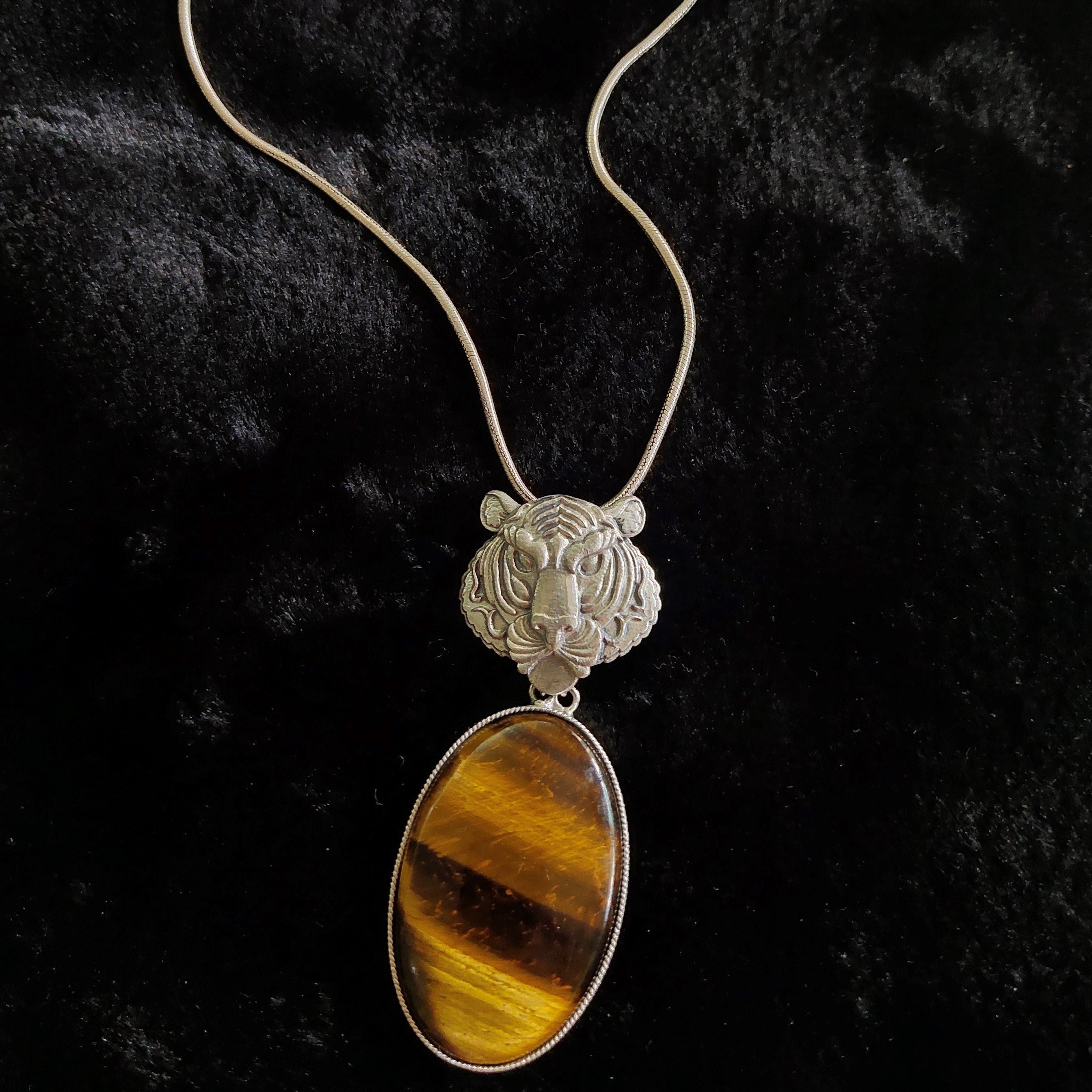 tiger eye pendant with chain by moha