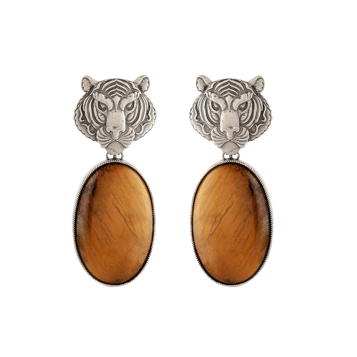 Tigers Eye Silver Earrings