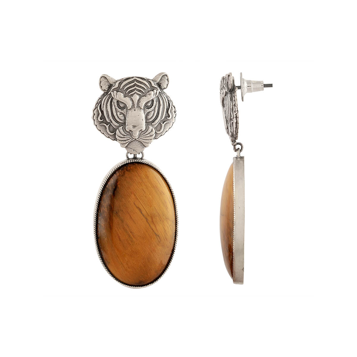 Tigers Eye Silver Earrings