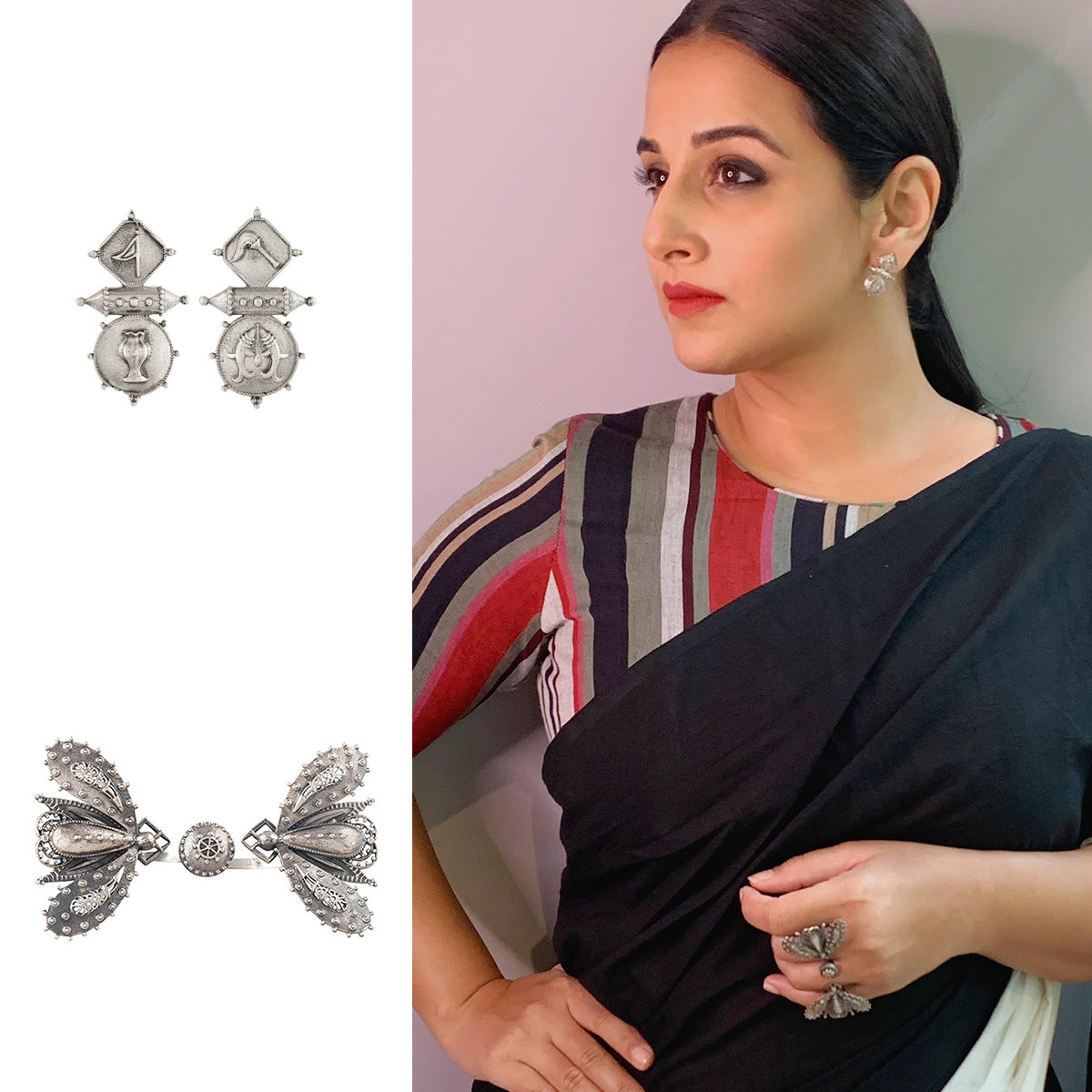 titli double finger silver ring