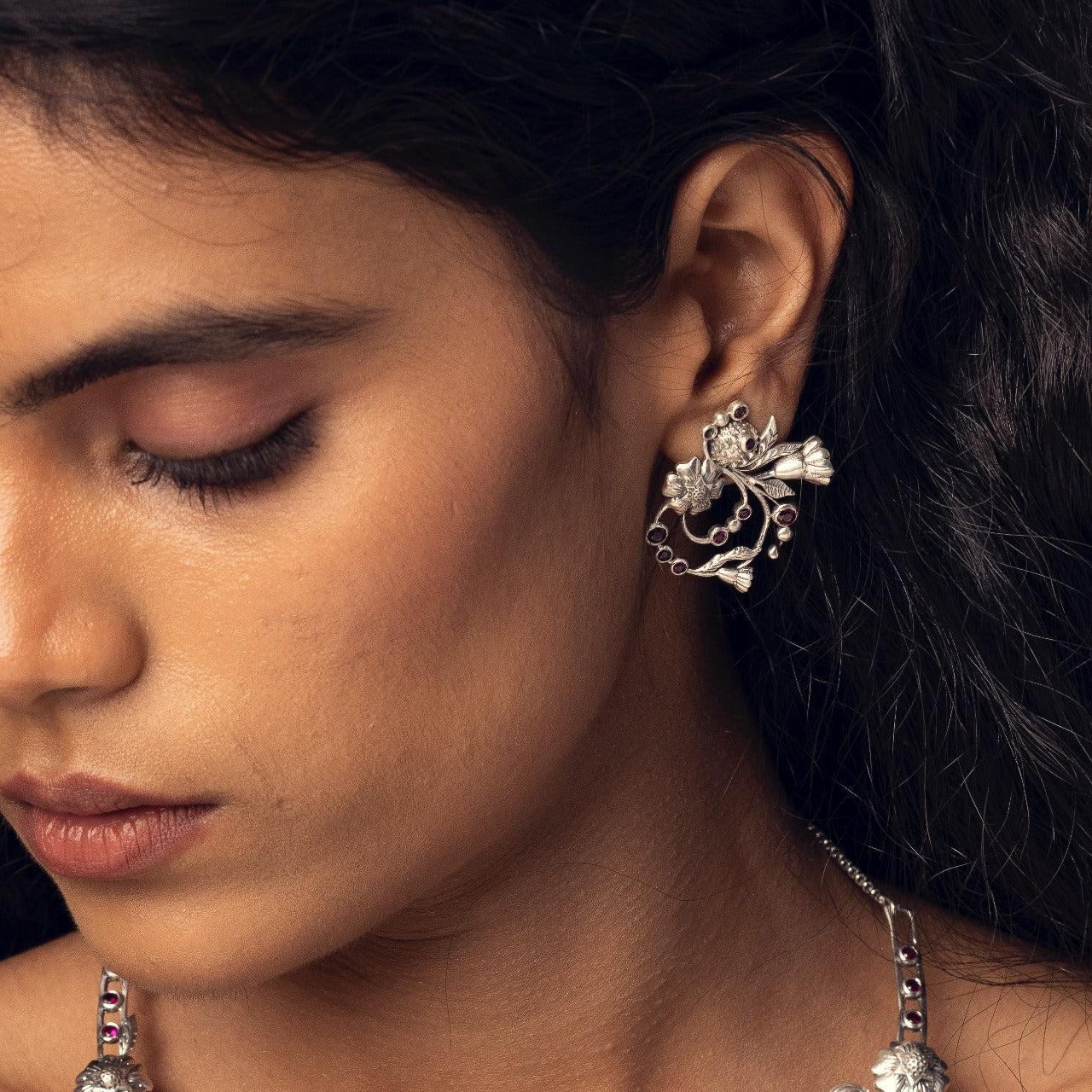 william morris blossom silver circle earrings by moha